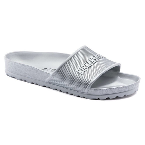 Birkenstock Shoes - Birkenstock Barbados silver slides size 37